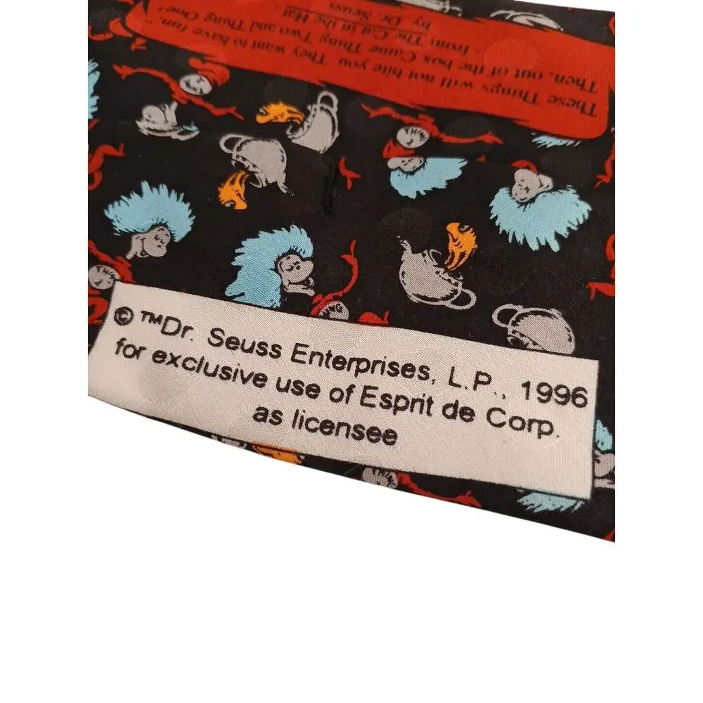 1996 Dr Seuss Tie‎ Cat In The Hat Silk Thing 1 2 Blue Necktie Goldfish Collector
